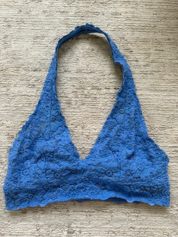 aerie Blue Lace Halter Bralette (Size XS) - Image 3