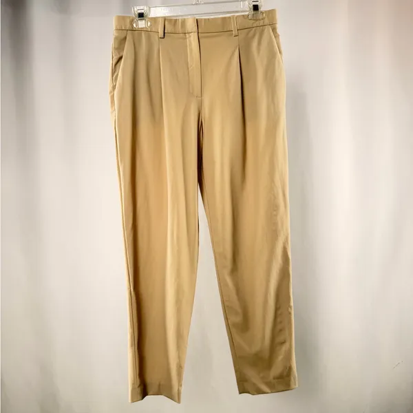 Theory Wool‎ Stretch Pleated Trouser Pants in Light Brown Size 2 - Image 2