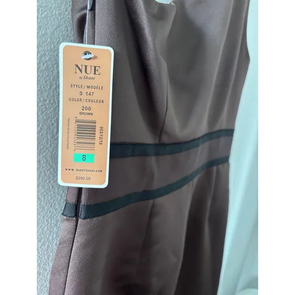 NUE by Shani‎ Brown One Shoulder Bow Cocktail Dress Shapewear Built In Sz 8 S147 - Image 3