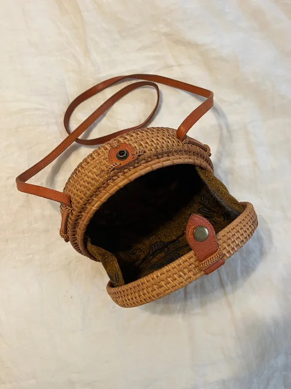 Free People Round Woven Crossbody in Brown - Image 2