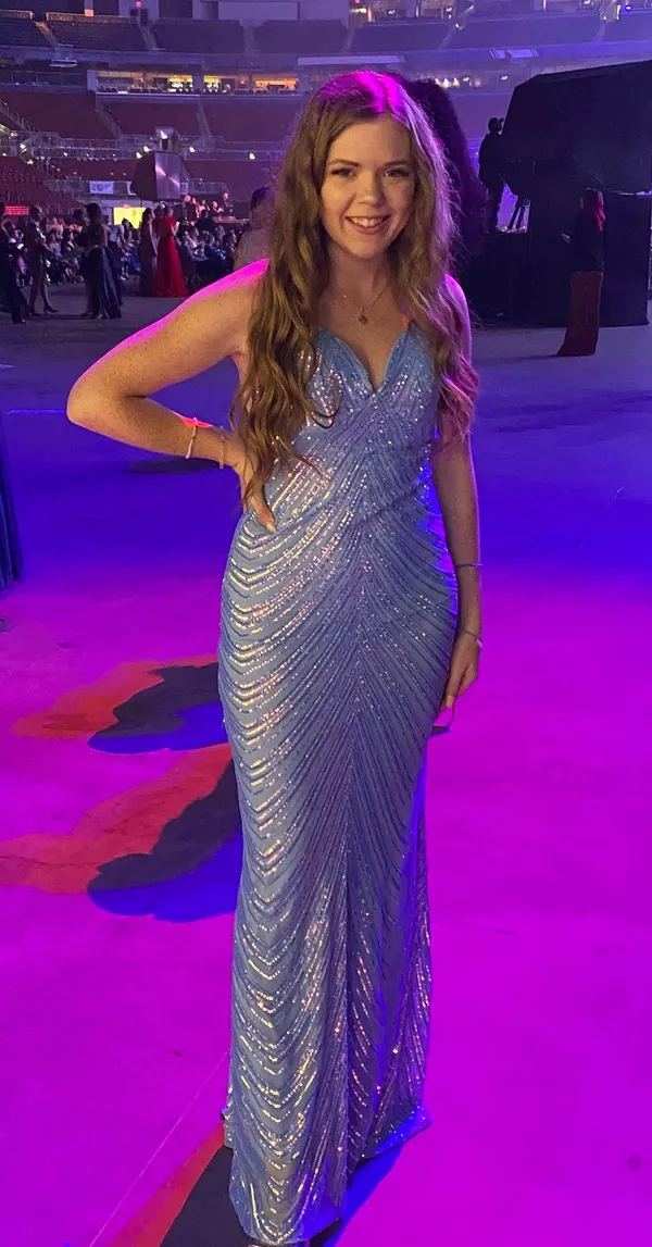 Windsor Light Blue Sparkly Prom Dress - Image 3