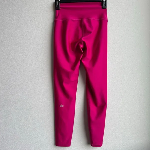 Alo Yoga 7/8 High Waist Shiny Airlift Legging Hot Fuschia Pink Calf Logo SZ XS - Image 4