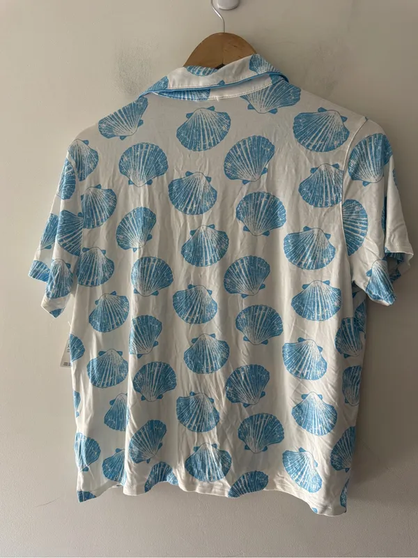 Aerie NEW! Real Soft Short Sleeve Pajama Shirt Blue Shell Nautical - Image 6