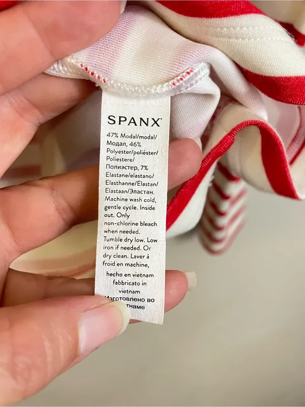 SPANX AirEssentials Red Stripes Boat Neck Long Sleeve Top Size Small - Image 5