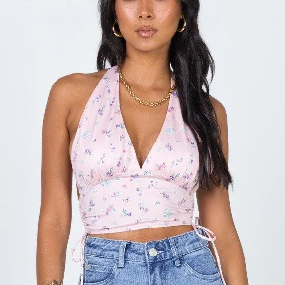 Princess Polly Penelope Pink Floral Halter Top - Image 3