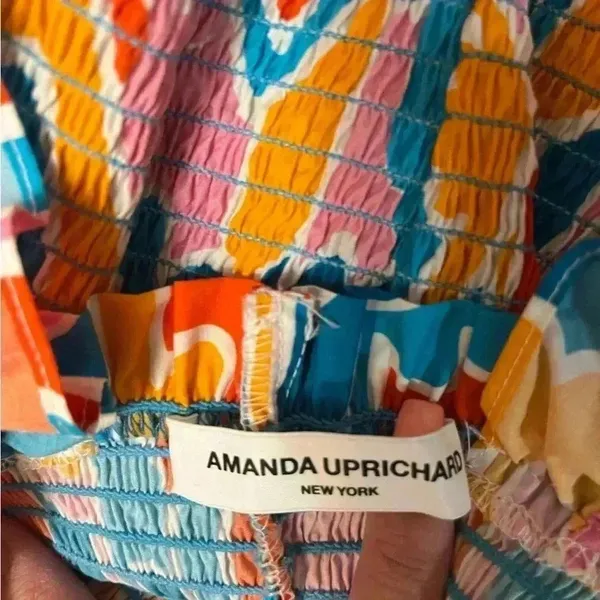 NWOT Amanda Uprichard Adelene Smocked A-Line Midi Dress Miami Print S - Image 4