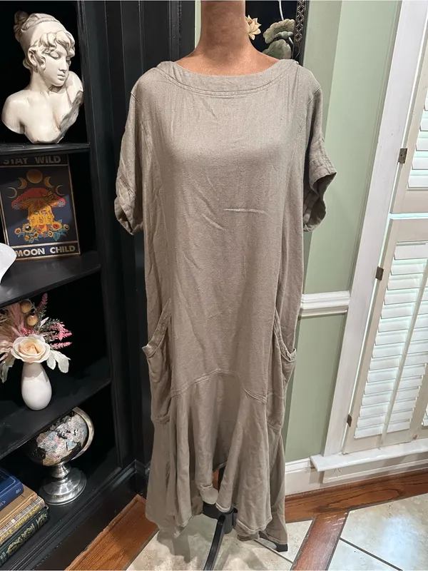 Free People Free‑Est Crisp + Cool Linen Midi Dress in Green Size Medium - Image 4
