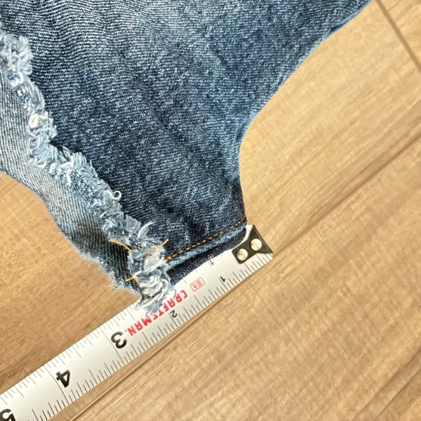 Levi’s 501 Button Fly High Waisted Cutoff Distressed‎ Denim Shorts Dark Size 31 - Image 10