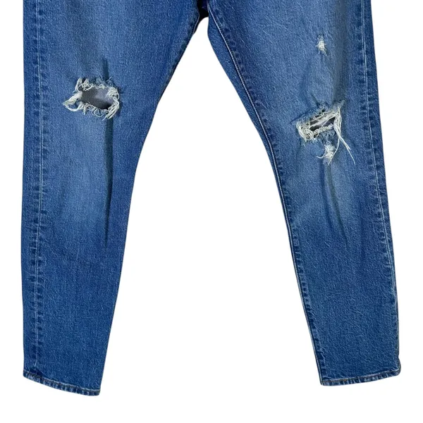 Levi's 501 Jeans Distressed Straight Leg Size 30 Medium Wash Stretch Classic - Image 4