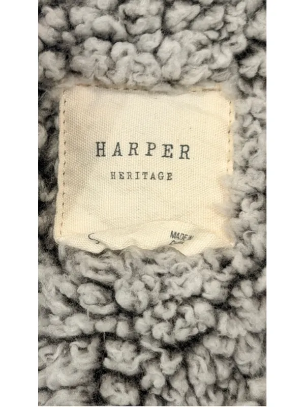Harper Heritage Sherpa Fleece Vest Gray Snap Front Zip Pocket Cozy Size Small - Image 5