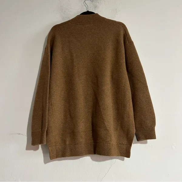 J. Crew Full Zip Flight Sweater Jacket Lambswool Blend Tan Size Medium Preppy - Image 7
