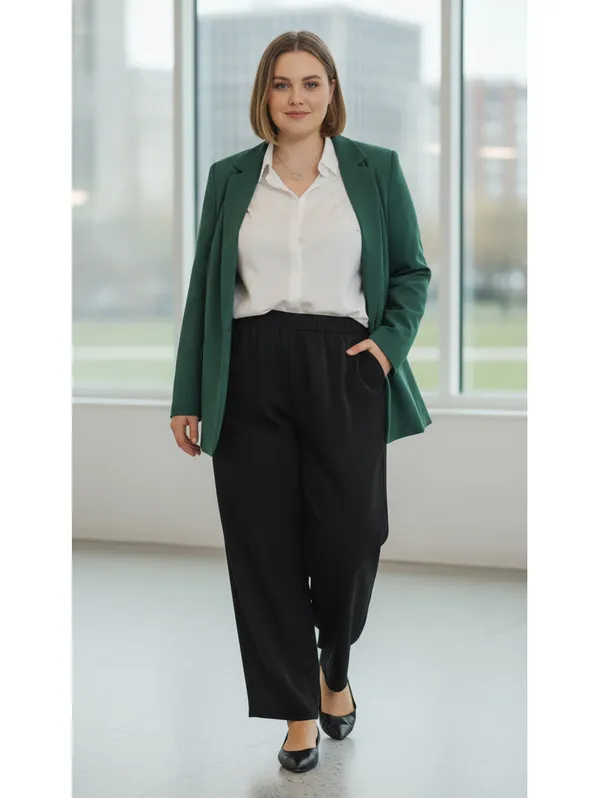 Unbranded Black Wide Leg Pull-On Pants Size 3XL Elastic Waist Pockets - Image 4