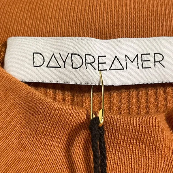Daydreamer Thermal Crop Long Sleeve Mock Neck Top Orange Womens Large NWT - Image 9