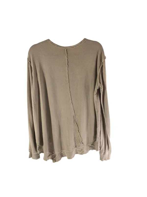 Wilt Womens Long Sleeve Beige Distressed Cotton Top Size M High-Low Made In USA - Image 2