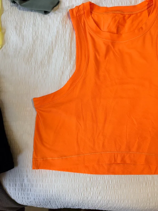 Lululemon Open-Back Cropped Training Tank Top - Vibrant Orange - Image 3