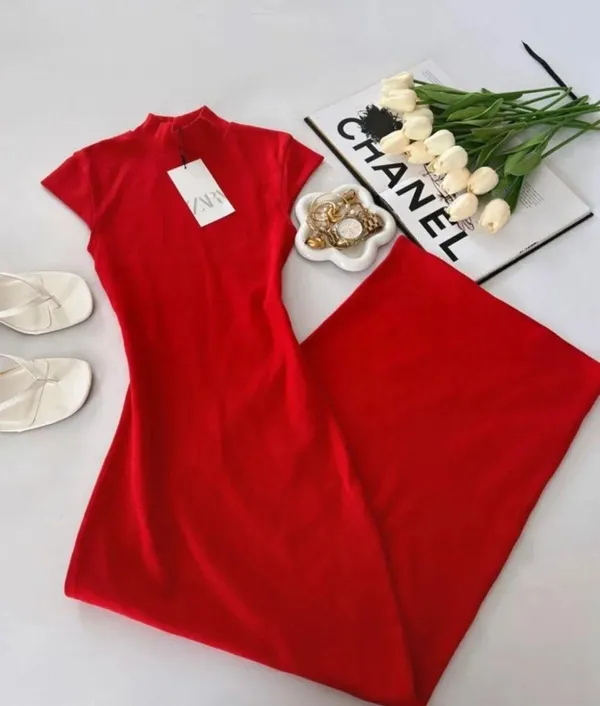 Red Midi Dress - Image 3