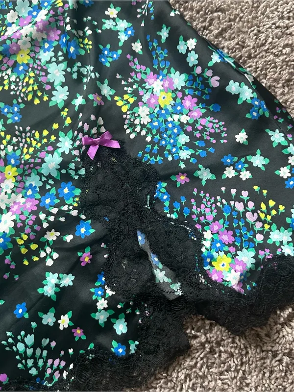 Victoria's Secret Black Floral Lace Trim Mini Dress - Image 3