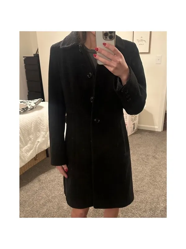 Anne Klein Gray Black Wool Blend Pea Coat Petite 8 - Image 6