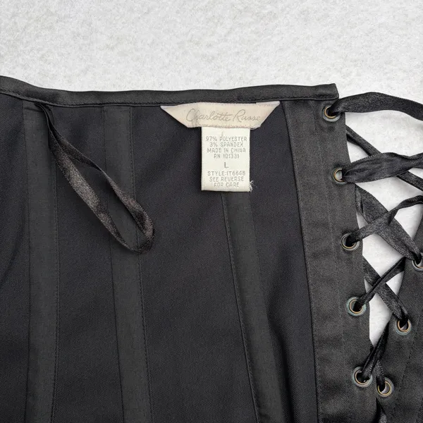 VTG Charlotte Russe Corset Top Women's L Black Embroidered Witch Whimsygoth Y2K - Image 7