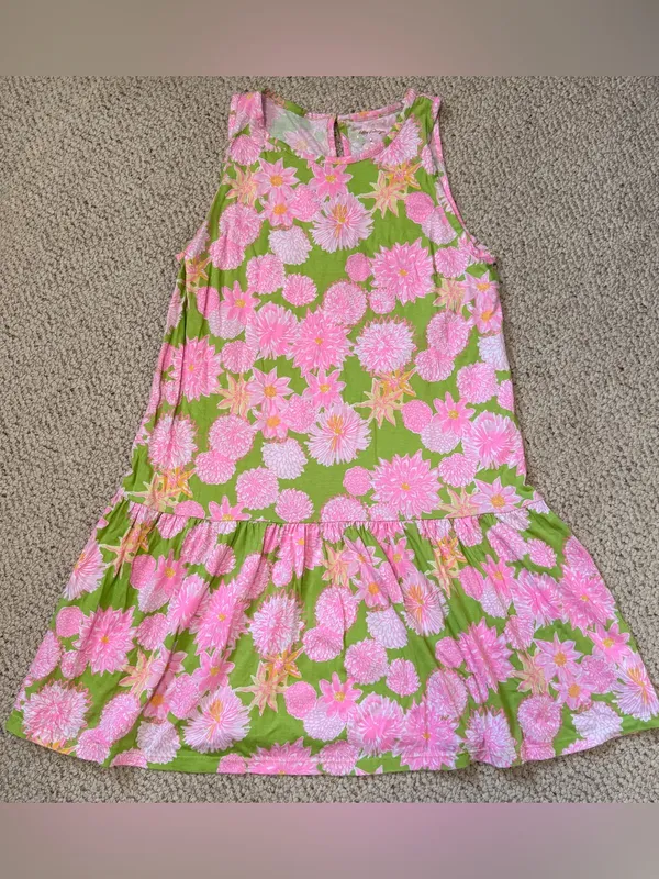 Lilly Pulitzer Dixi Swing Dress Seaside Garden Fit Size Medium (Tag L) - PTP 18” - Image 2