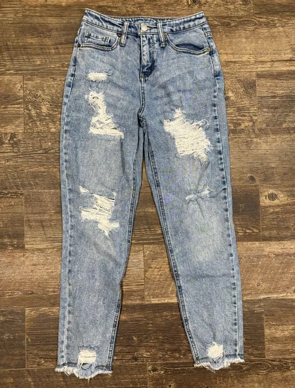 Wild Fable Light Blue Ripped Distressed High Rise Waist Mom Jeans Size 0 - Image 2