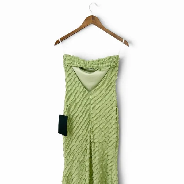 Lulus Faelyn Light Green Strapless Ruffled Midi Dress size Small NWT - Image 6