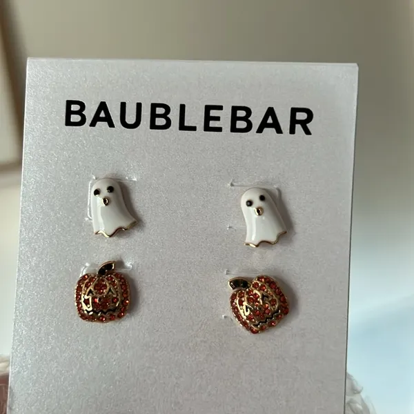 NEW Anthropologie Baublebar Ghost & Pumpkin Stud Earrings - Image 2
