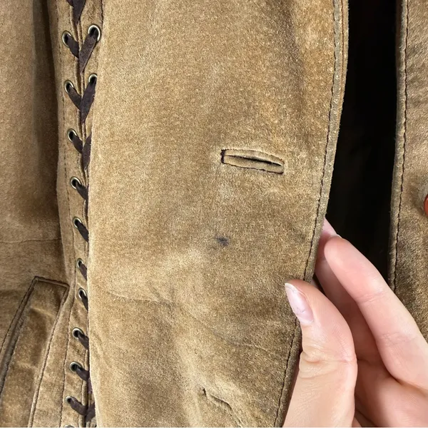 Vintage Wilsons Leather Maxima Brown Suede Trench Coat with Braided Accents - Image 9