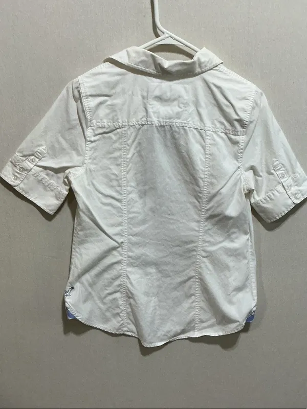 American Eagle Outfitters White Short-Sleeve Button-Down Shirt - Image 6