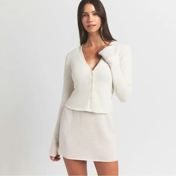 NWT Skims featherweight Cashmere cardigan women's size medium in egret ivory - Image 4