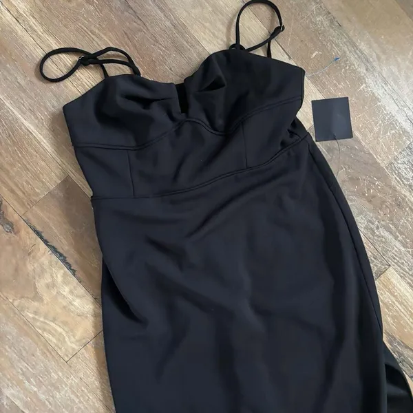 Lulus Romantic Existence Black Column Maxi Dress Size L - Image 13