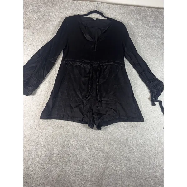 third‎ form black long sleeve one piece romper satin medium - Image 2