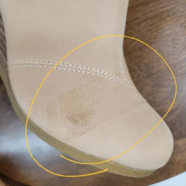 Toms Womens Kelsey Booties 6 Beige Leather Suede Round Toe Slip On Ankle Wedge - Image 13