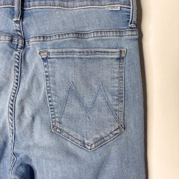 MOTHER The Insider Crop Step Fray Jeans Women 30 Light Kitty Rager Side Stripe - Image 7
