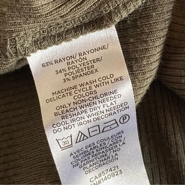 Loft Turtleneck Shirt Ribbed Long Sleeve XS Stretch Olive Green - Image 8