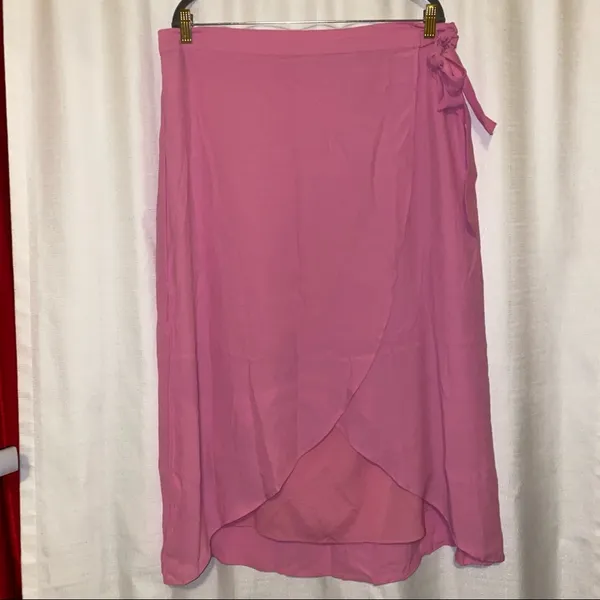 American Eagle Outfitters Midi Tie-Up Pink Wrap Skirt 🆕 XL - Image 15