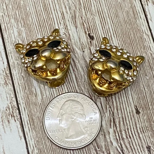 Vintage Jaguar Head Clip On Earrings - Image 7