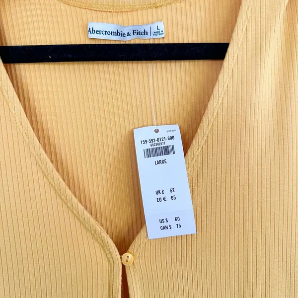 Abercrombie | NWT Triple‎ Keyhole Knit Mini Dress in Yellow Size Large - Image 7