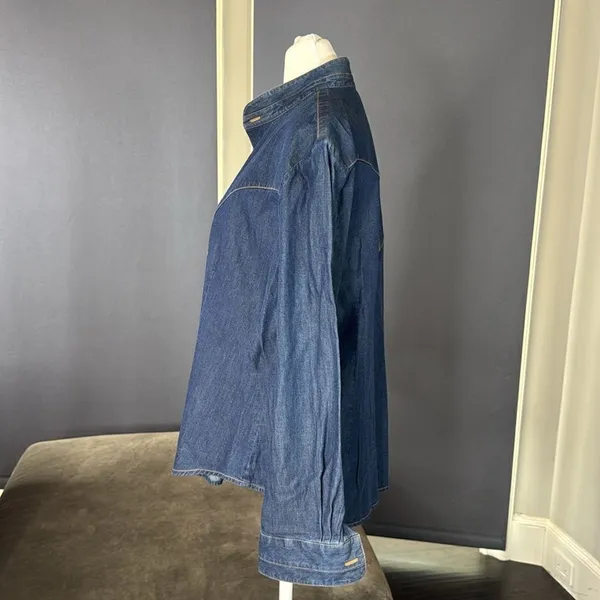 Vintage Stubbs Collection Denim Button-Up Long Sleeve Shirt NO BUTTONS Size L - Image 5