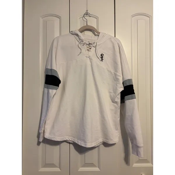 4Her by Carl Banks White Sox MLB Lace Up Hoodie‎ Sweatshirt XL - Image 2