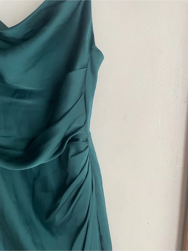 Birdy Grey Lydia Dress Shiny Satin Emerald - Image 5