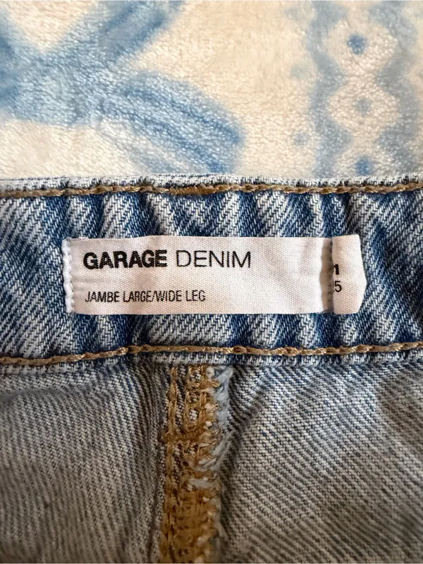 Garage Light Blue Distressed Wide-Leg Jeans - Image 3