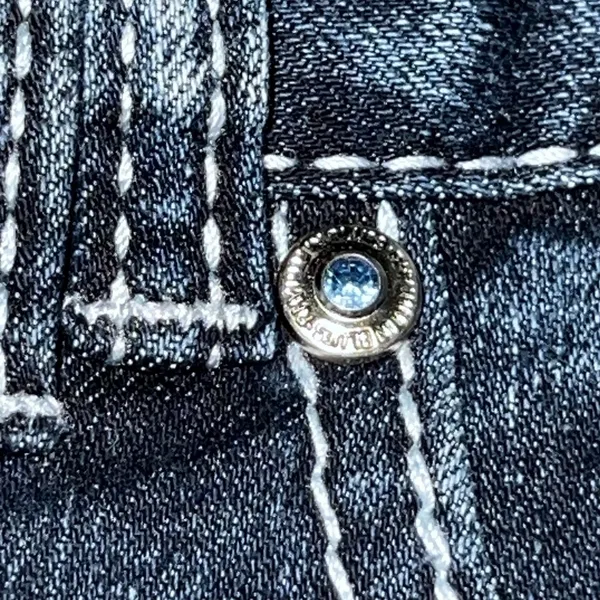 Rhythm In Blues Jeans Womens 10 Blue Denim Capri Rolled Hem Mid Rise Bling‎ Y2K - Image 10