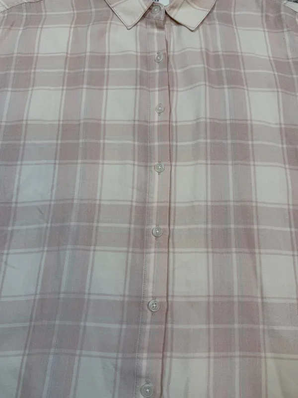 Marine Layer Pink Plaid Short Sleeve Button Up Shirt Coastal Grandmother Size L - Image 4