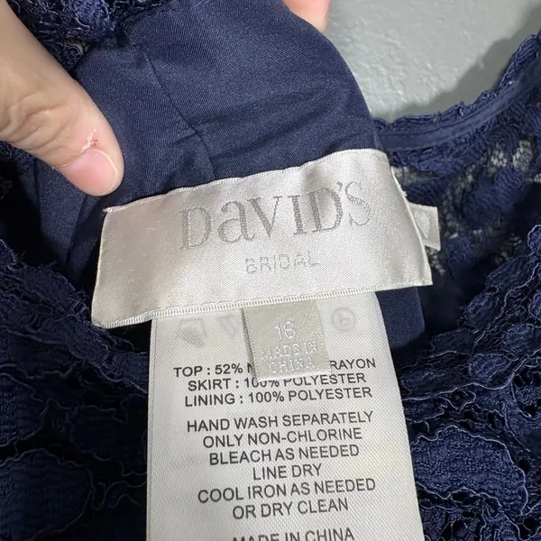 David's Bridal Blue Lace Top Formal Midi Length Dress - Women's Plus Size 18 - Image 5