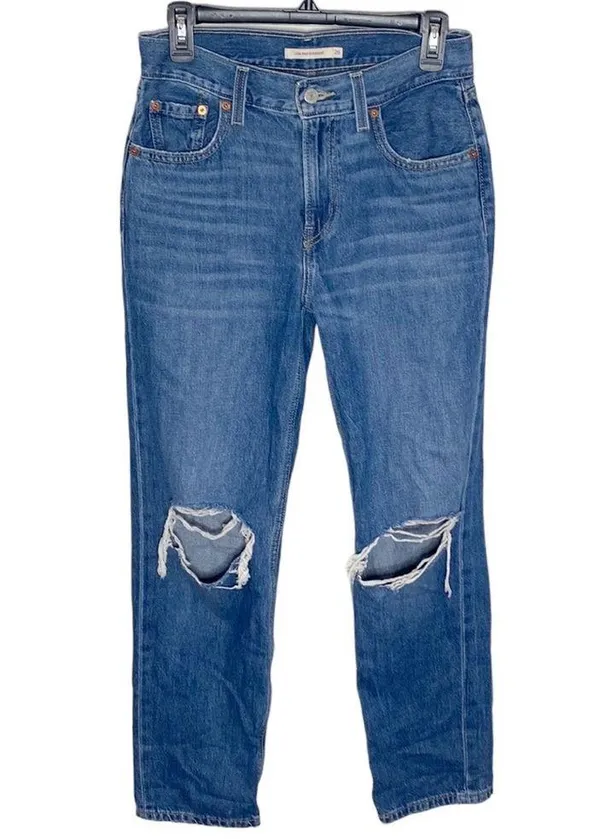 Levi's Low Pro Straight leg distressed jeans in breathe out medium wash size 26 - Image 2