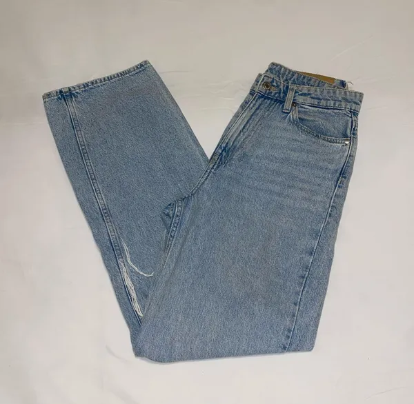 H&M Loose Straight High Jeans Light Denim Blue - Image 3