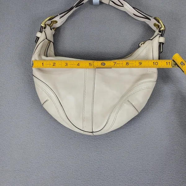 Coach Hobo Bag Cream Leather Braided Strap Brass Hardware 10042 Dylan - Image 8