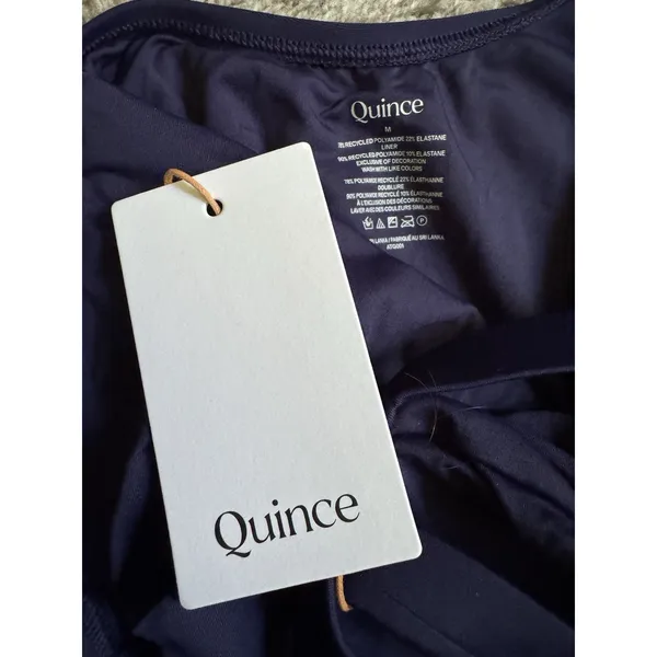NWT Quince Italian Cross Back One Piece Swimsuit Deep Navy Size Medium - Image 9
