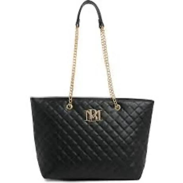 Badgley Mischka Black Quilted Tote Bag with Gold Chain Strap, One Size - Image 3